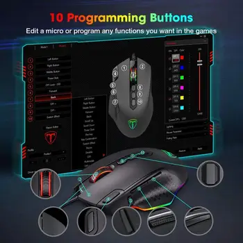 PICTEK 12000DPI Laidinio Žaidimų Pelės Žaidėjus Ergonomiška Pelė USB Su RGB Apšvietimu 10 Mygtukus, Skirtus 