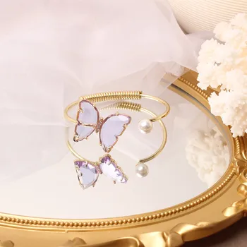 Pietų Korėjos naujo dizaino bižuterijos perdėtas didelis crystal butterfly atidaryti moteriška apyrankė