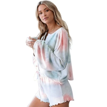Pižama Sleepwear naktiniai drabužiai Garsus Kraštas Namų Drabužiai Naujas Patogus, Kvėpuojantis ilgomis Rankovėmis Rudenį Dviejų dalių Komplektas Vasaros Apvalios Kaklo