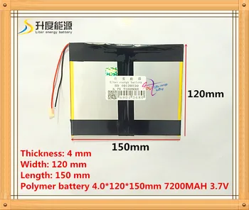 Planšetinio kompiuterio baterija 3.7 V 7200mAH 4010 Polimeras ličio jonų / Li-ion baterija tablet pc