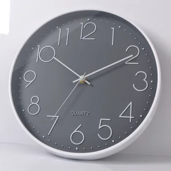 Plastikinis apvalus 30cm Šiaurės paprastas tylus kvarco sieninis laikrodis ramioje valyti ne erkių namų meno apdailos modernaus dizaino sieninis laikrodis