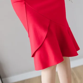 Plus Size Raukiniai Juoda Sijonai Moterų 2020 M. Korėjos Mados Aukštos Juosmens Pieštuku Sijonas Moterims Drabužių Elegantiškas Biuras Bodycon Raudonas Sijonas
