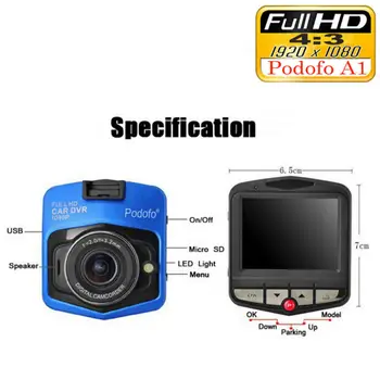 PODOFO Mini Automobilių DVR Kamera, Dashcam Full HD 1080P Video Registrator Diktofonas G jutiklis Naktinis Matymas Brūkšnys Cam