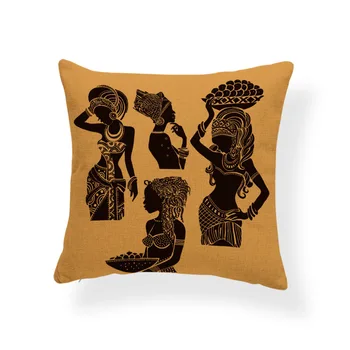 Poliesteris Pagalvės užvalkalą Afrikos Čiabuvių Moterų Nacionalinės Stiliaus Pagalvėlė Padengti Namų Sofos Aikštėje Dekoratyvinis Užvalkalas 45*45cm