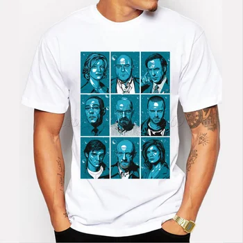 Populiarus vyrų marškinėliai breaking bad simbolių retro spausdinti vyrų mados tee trumpas rankovės atsitiktinis viršūnes hipster juokingas cool marškinėliai