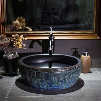 Porceliano Meno Vonios Kriaukle Lavabo Praustuvas Kriaukle skaitiklis viršuje, vonios kriaukle keraminės kriauklės