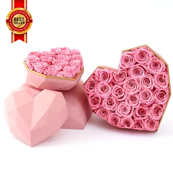 Prabanga Eternal Rose Diamond Širdies Formos Rožės Dovanų Dėžutė Konservuotų Rožių Gėlių Motinos Diena
