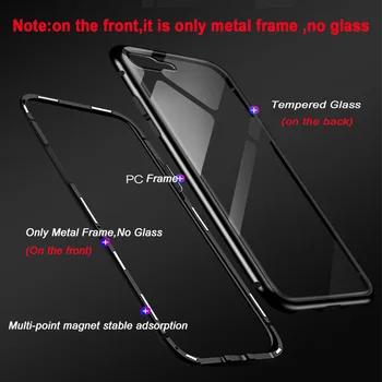 Prabanga Magnetinės Metalo Grūdintas Stiklas Case for Samsung galaxy Samsung S8 S9 Plus S7 Krašto Pastaba 8 9 Mobilųjį Telefoną Atgal Magnetas Atvejais