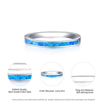 Prabanga Moterų Blue White Opal Akmens Žiedas Boho Mados Sidabro Spalvos Didelis Apvalus Žiedas Žada Meilę, Sužadėtuvių Žiedai Moterims