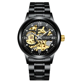 Prabangos Prekės vyriški Laikrodžiai Automatinis Mechaninis laikrodis Vyrų Šviesos Laikrodis Nerūdijančio Plieno Tinklelio Juostos Sporto Aukso Laikrodžiai