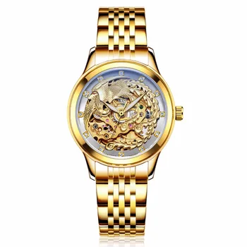 Prabangos Prekės ženklo Laikrodžiai Moterų Automatinis Mechaninis laikrodis Moterims Aukso 