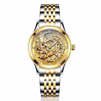 Prabangos Prekės ženklo Laikrodžiai Moterų Automatinis Mechaninis laikrodis Moterims Aukso 
