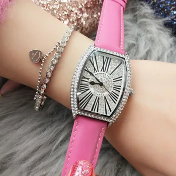 Prabangos Prekės Ženklo Moterų Laikrodžiai, Apyrankės Kristalų Ponios Žiūrėti Moterų Oda Kvarco Moterų Laikrodis Laikrodis Montre Femme Reloj Mujer