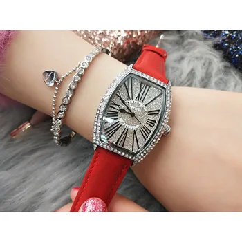 Prabangos Prekės Ženklo Moterų Laikrodžiai, Apyrankės Kristalų Ponios Žiūrėti Moterų Oda Kvarco Moterų Laikrodis Laikrodis Montre Femme Reloj Mujer