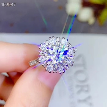 Prabangus putojantis moisanite žiedas moterims žiedas 925 sterlingas sidabro gimtadienio dovana blizga geriau nei deimantų vestuvinis žiedas