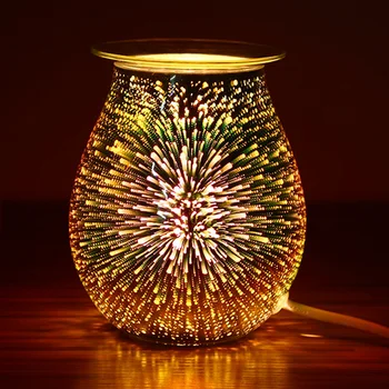 Praktikos Aliejus Difuzoriaus Elektros Žvakė Šilčiau Stiklo Vaškas Ištirptų Šiltesnis Su 3D Fejerverkų Efektas Naktį Šviesos oma Dekoro Aromato Difuzorius