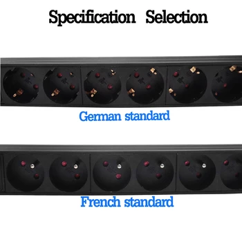 Pramoninės Spintos Rack Montavimo PDU Tinklo filtras 8AC Europos vokiečių/prancūzų Dual Oro Jungiklis 16A Pratęsimo Elektros Lizdas