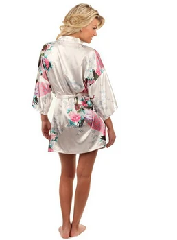 Prekės Violetinė Moteriška Gėlių Spausdinti Kimono Suknelę, Suknelė Kinų Stiliaus Šilko, Satino Chalatas, Pižamą Gėlių S M L XL XXL