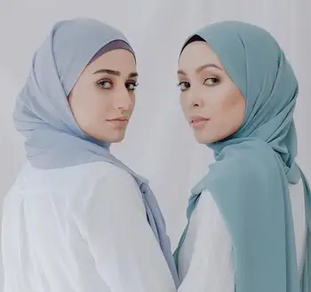 Premium Šifono Musulmonišką Hidžabą Malaizija Indonezija Galvos Wrap Šalikai Vientisos Spalvos Ilgas Šalikas Kelionės Apsaugos Nuo Saulės Underscarf Paplūdimio Dangtis