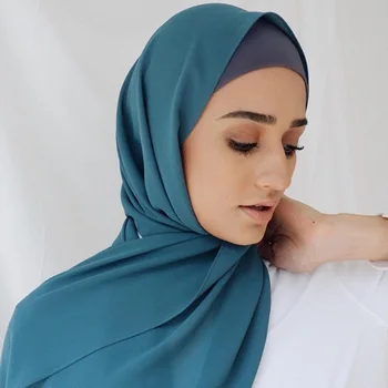 Premium Šifono Musulmonišką Hidžabą Malaizija Indonezija Galvos Wrap Šalikai Vientisos Spalvos Ilgas Šalikas Kelionės Apsaugos Nuo Saulės Underscarf Paplūdimio Dangtis