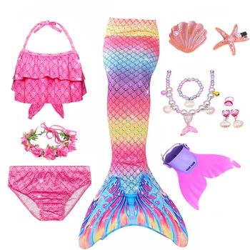 PrettyGirl Vaikų Mergaičių Plaukimo Undinėlės uodega Undinėlės Kostiumu Cosplay Vaikų maudymosi kostiumėlį Fantasy Beach Bikini gali pridėti Monofin Fin