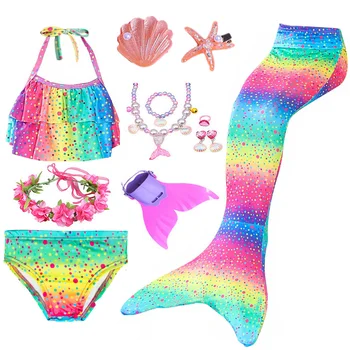 PrettyGirl Vaikų Mergaičių Plaukimo Undinėlės uodega Undinėlės Kostiumu Cosplay Vaikų maudymosi kostiumėlį Fantasy Beach Bikini gali pridėti Monofin Fin