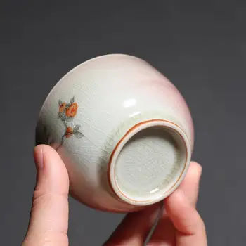 PRIJUOSTĖLĖ 100ML Handpainted Persimonas Kung Fu patys puodeliai Keramikos Pigmentiniai Master Cup Tradicinės Kinų Arbatos Dubenėlį Drinkware