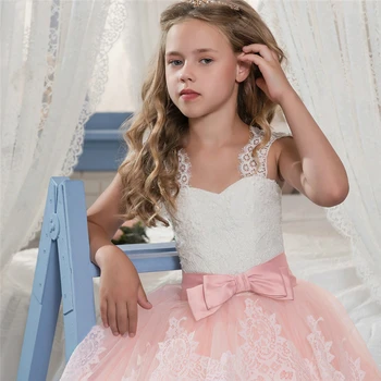 Princesė Mergina Suknelė Vestuvių Inscenizacija Šalies Vaikų Ceremonija Bridesmaid Ilgai Nėrinių Promenadzie Suknelė Pirmoji Komunija Oficialią Suknelės