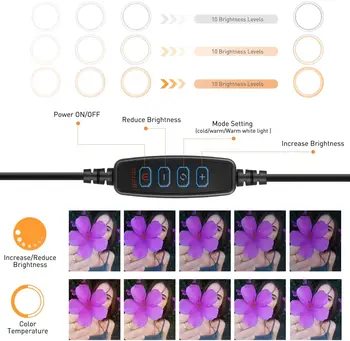 Profissional Apšvietimas LED Šviesos Žiedas su Trikojis Stovas Selfie Telefono Makiažas Žiedas šviesos Lempos Fotografija 