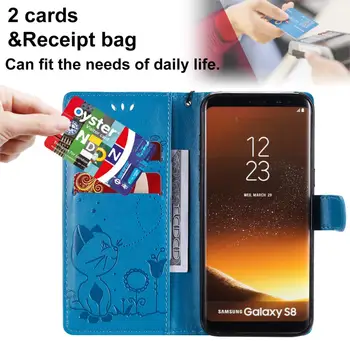 PU Odos Flip Case For estuche Samsung S8 Puikus Mobiliojo Telefono Dangtelį Piniginės Knygos Maišelį sFor Estojo Galaxy S8 