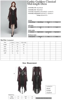 Punk Rave Moterų Suknelė Gotikos Deivės Viktorijos Klasikinis Puošnus Nėrinių Atsitiktinis Vidutinio ilgio Etapo Rezultatus Kostiumai