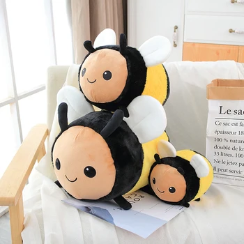 Purus fuzzy įdaryti skristi vabzdžių pagalvę atgal pagalvėlės mielas bumble bee ir biedronka pliušiniai žaislai populiarus, minkštos lėlės dovanos vaikams