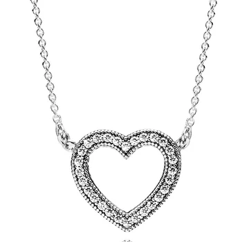 Putojantis Infinity Collier Atviros Širdies Dvi Blokavimo Logotipas Ratą Karoliai Už Pandora 925 Sterlingas Sidabro Granulių Žavesio Papuošalai