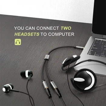 QGeeM Headphone Splitter Audio Laidas 3.5 mm Vyrų ir 2 Moterų Jack 3.5 mm Splitter Adapteris Aux Kabelis, skirtas 