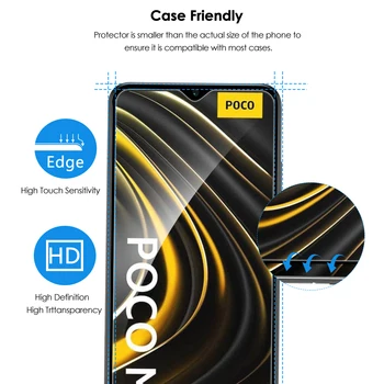 Qosea Grūdintas Stiklas Telefono Ekrano apsaugos Xiaomi Poco M3 9H 4D Visiškai Padengti Kino Ekrano apsauga Anti-scratch Apsaugos