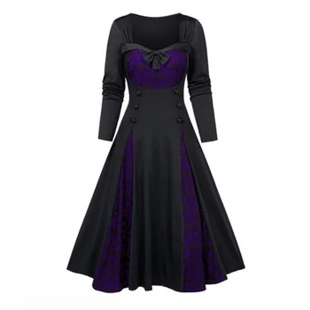 QWEEK Goth, Gothic Suknelė Moterims prancūzijos Senovinių Rūmų Long Sleeve Lace Black Šalis Suknelė Plius Dydis Suknelės Moterims Dropshipping