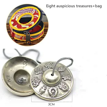 Rankų darbo Tibeto Meditacijos Tingsha Cimbolai Varpas su Budistų Pasisekė Simboliai Su maišeliu