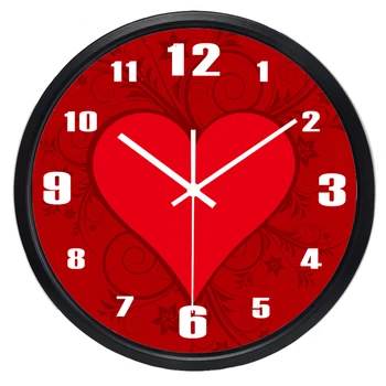 Raudona Širdis Vestuvių Naujų Namų Sienos Laikrodį, Trumpas, Dizainas Puikus, Karšto Silent 10Years patikino Laikrodis