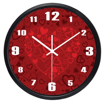 Raudona Širdis Vestuvių Naujų Namų Sienos Laikrodį, Trumpas, Dizainas Puikus, Karšto Silent 10Years patikino Laikrodis