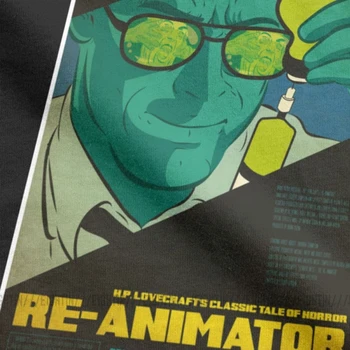 Re-Animator vyriški Marškinėliai Filmo Plakatas Vintage 80's Mokslininkas, Filmas Siaubo, Humoro Tees Trumpas Rankovės Įgulos Kaklo Marškinėliai Medvilnė