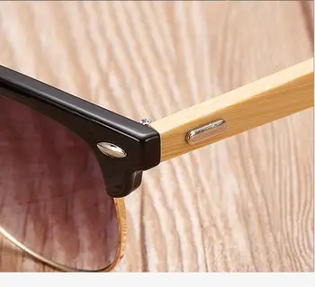 Reggaeon markės dizaino akiniai nuo saulės moterims 2018 pusė rėmeliai, saulės akiniai, vyrai Įvairių spalvų aukštos kokybės Mnail bambuko mediena