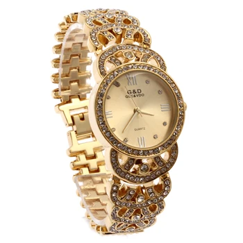 Relogio Feminino G&D Auksą Moterų Kvarcinis Laikrodis Analoginis Nerūdijančio Plieno Mados Lady Prabanga Suknelė Apyrankę Žiūrėti Reloj Mujer
