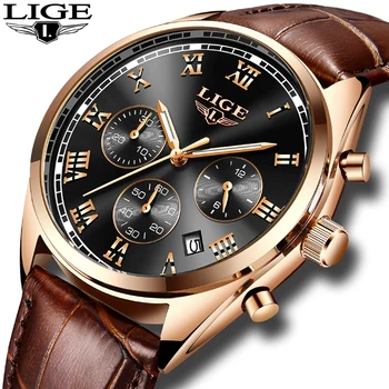 Reloje 2020 LIGE Vyrai Žiūrėti Vyrų Odos Automatinis, dienos, Kvarciniai Laikrodžiai Mens Prabangos Prekės Vandeniui Sporto Laikrodis Relogio Masculino