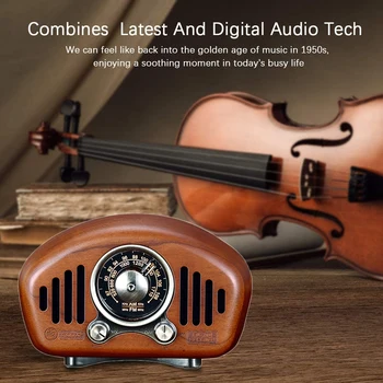 Retro Bluetooth 5.1 Garsiakalbių Vyšnių Mediniai AM FM Klasikinio Stiliaus Radijo Strong Bass Enhancement Tomas TF Card & MP3 Grotuvas
