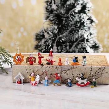 Rinkinys 24pcs Kalėdų Amatai Mediniai Papuošalai Rankų Darbo Miniatiūrinės Kalėdų Eglutės Dekoracijos Pakabukas Unisex