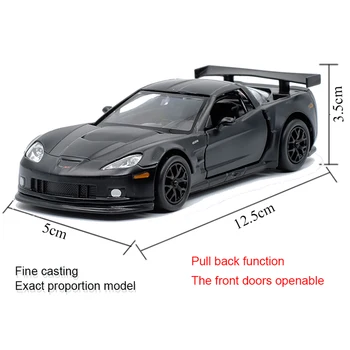 RMZ MIESTO, 1:36 Corvette C6 Kietas Juoda Lydinio Diecast Automobilio Modelį Žaislas Traukti Atgal Dovanos Vaikams Žaislų Kolekcija