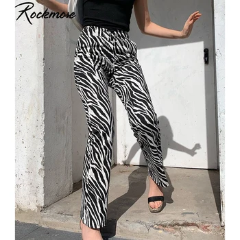 Rockmore Zebras Dryžuotas Spausdinti Kelnės Moterims Poilsiu High Waisted Kelnės Streetwear Prarasti Harajuku Pločio Kojų Kelnės Femme Sweatpants