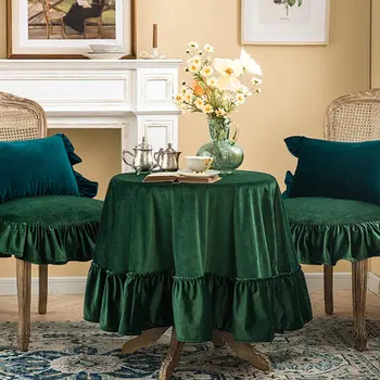 Romos vientisos spalvos prancūzų aksomo apvali staltiesė ins sodas staltiesė staltiesė arbatos stalo padažu padengti audiniai