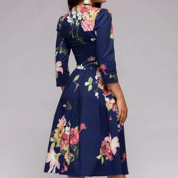 Ropa mujer vestido Gėlių savaiminio para mujer Moterų Elegent-line Derliaus Spausdinimo Šalies Vestidos Suknelė платье 2021 #154