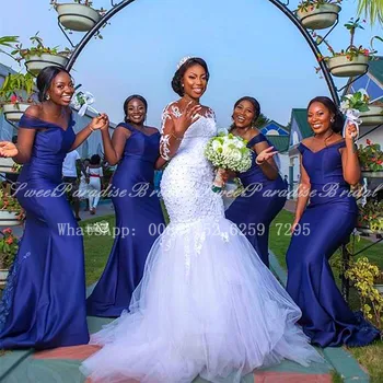 Royal Blue Bridesmaid Dresses Ilgai 2020 Vestido De Fiesta De Boda Afrikos Moterims, Ilgai Off Peties Vestuvės Dress Suknelė